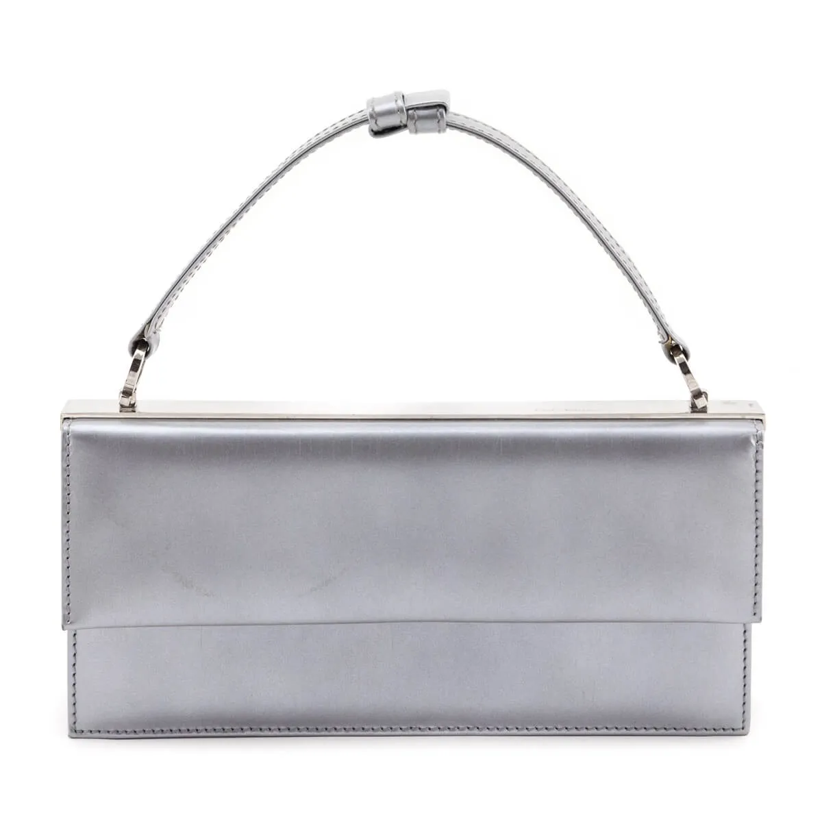 Ferragamo Silver Metallic Evening Clutch