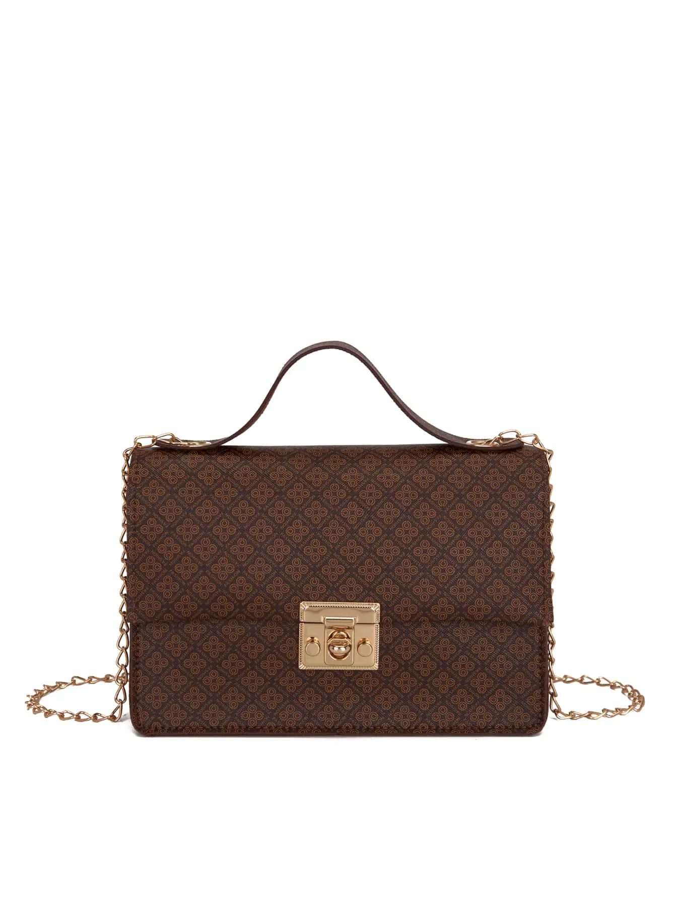 Floral Graphic Twist Lock Chain Bag