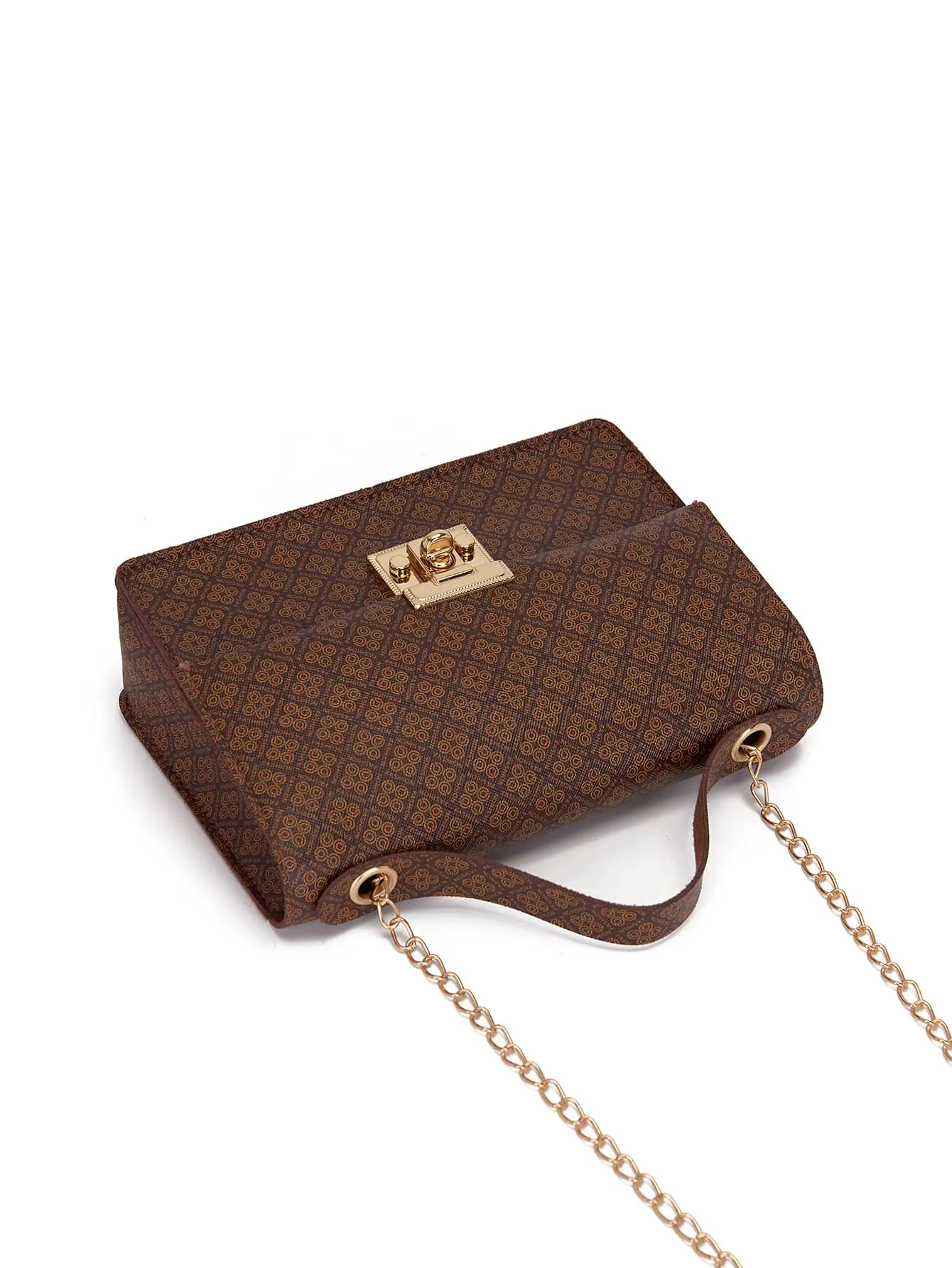 Floral Graphic Twist Lock Chain Bag