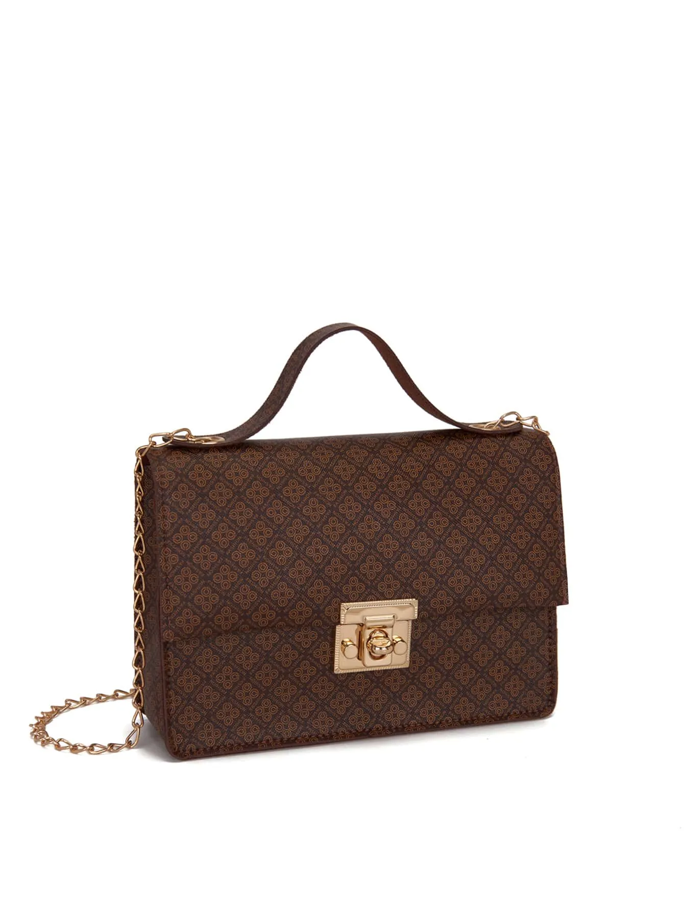 Floral Graphic Twist Lock Chain Bag