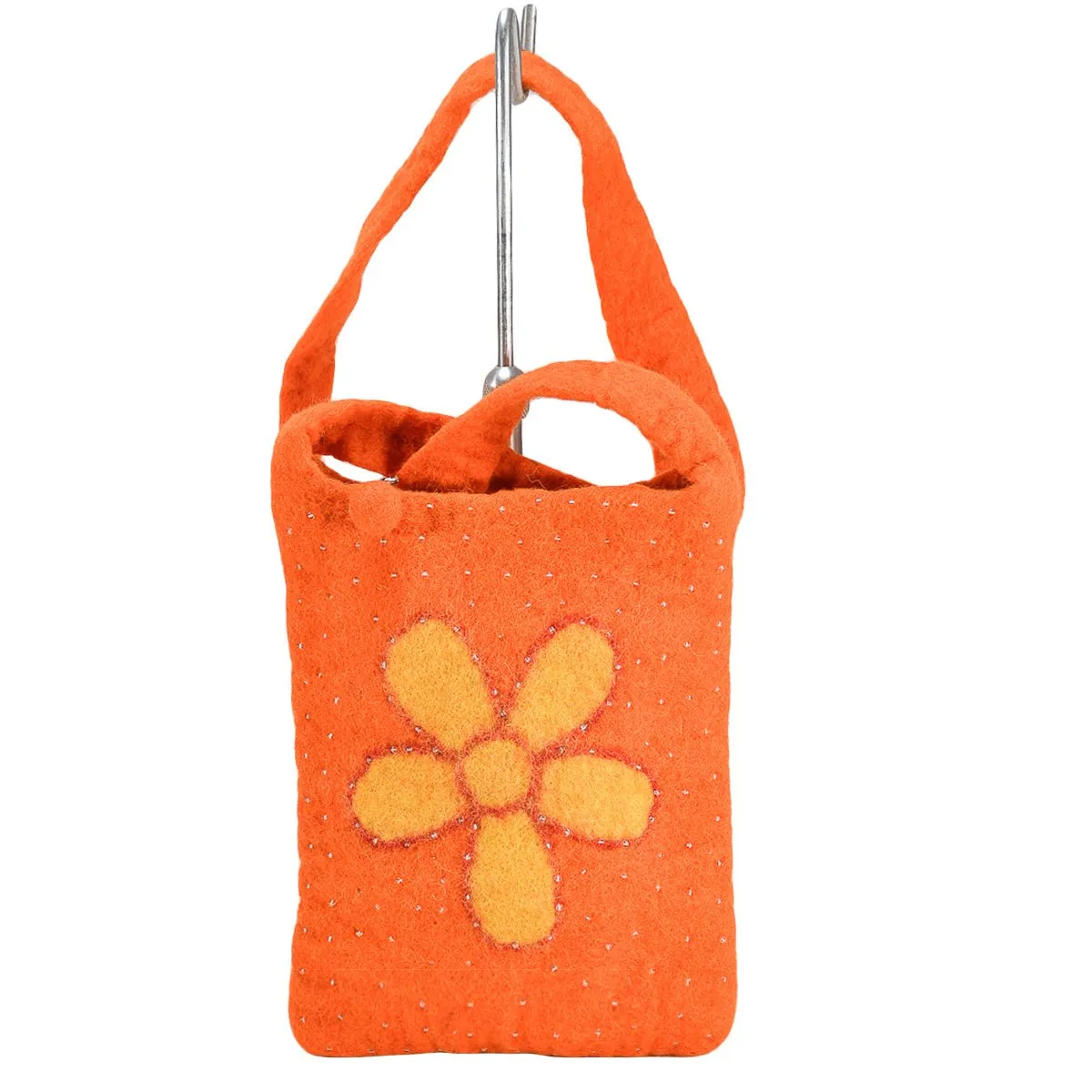 Flower with Beads Cross Body Bag