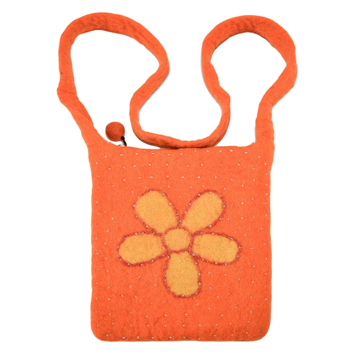 Flower with Beads Cross Body Bag
