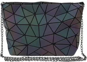 Goclothod Fashion Holographic Laser Shoulder Bag Geometric Envelope Clutch Chain Crossbody Purse