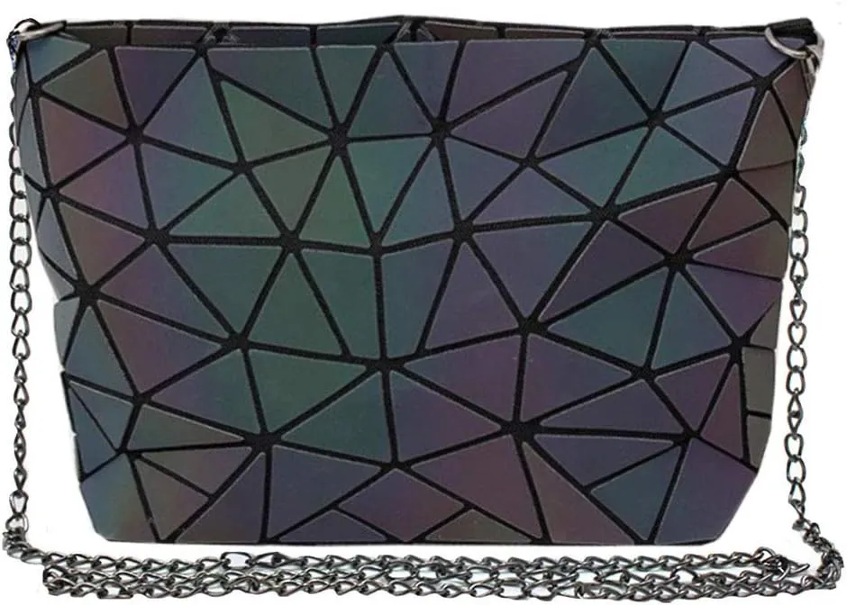 Goclothod Fashion Holographic Laser Shoulder Bag Geometric Envelope Clutch Chain Crossbody Purse