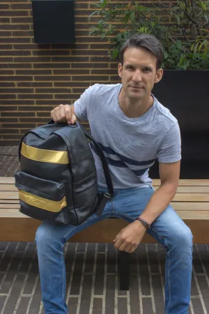 GOLD LB Leather Bag backpack in Black and gold stripes