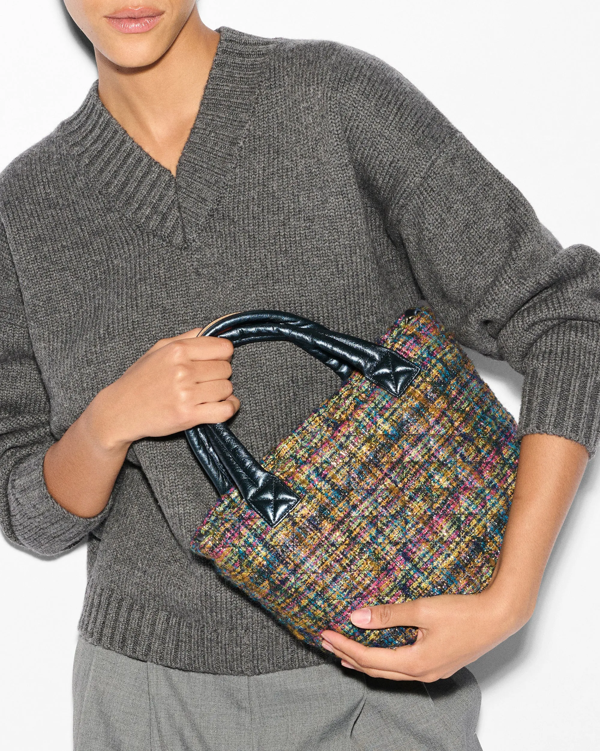 Gold Multi Tweed Mini Metro Tote Deluxe