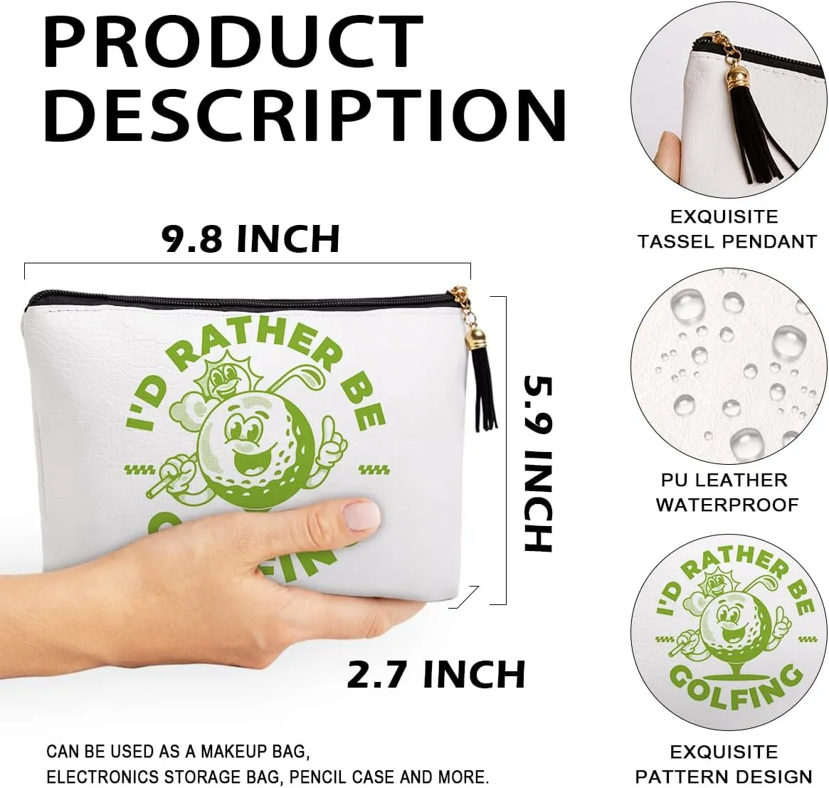 Golf Gifts for Women Men Makeup Bag, Gifts for Men Unique Cool Gifts for Golfer, Funny Golf Accessories Gifts for Friend Sisters Besties Daughter Waterproof PU Leather Golf Cosmetic Bag