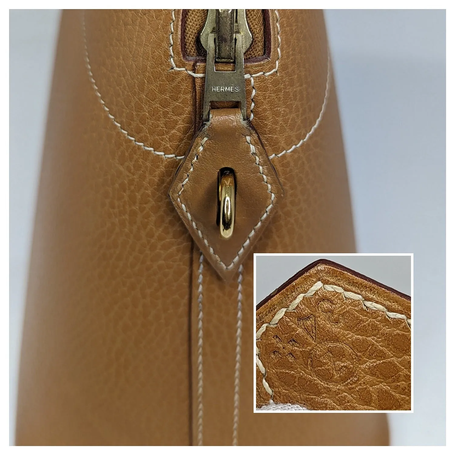 Hermès Vintage Caramel Clemence Bolide 35 Satchel