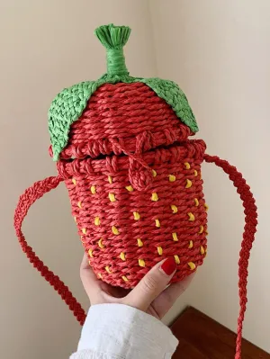 It's Strawberry Season Straw Crossbody Bag
