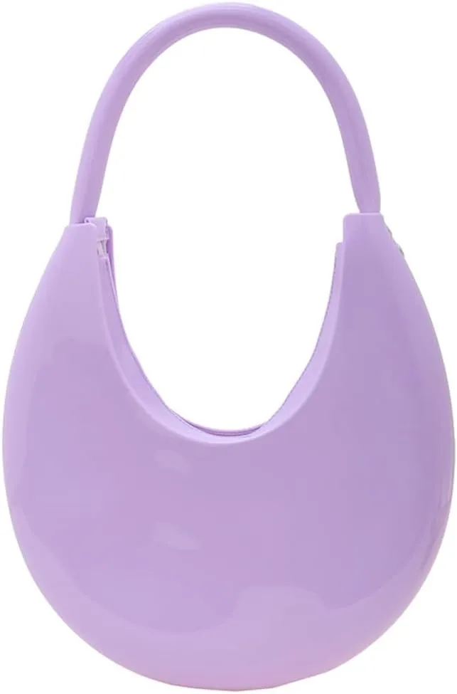 Jelly Clutch Purse For Women Crescent Shoulder Handbag Candy Color Moon Bag Evening Purse Top Handle Handbags For Prom