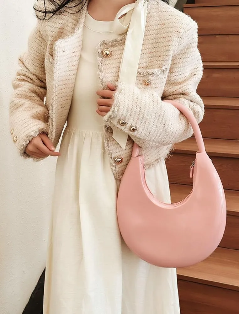 Jelly Clutch Purse For Women Crescent Shoulder Handbag Candy Color Moon Bag Evening Purse Top Handle Handbags For Prom
