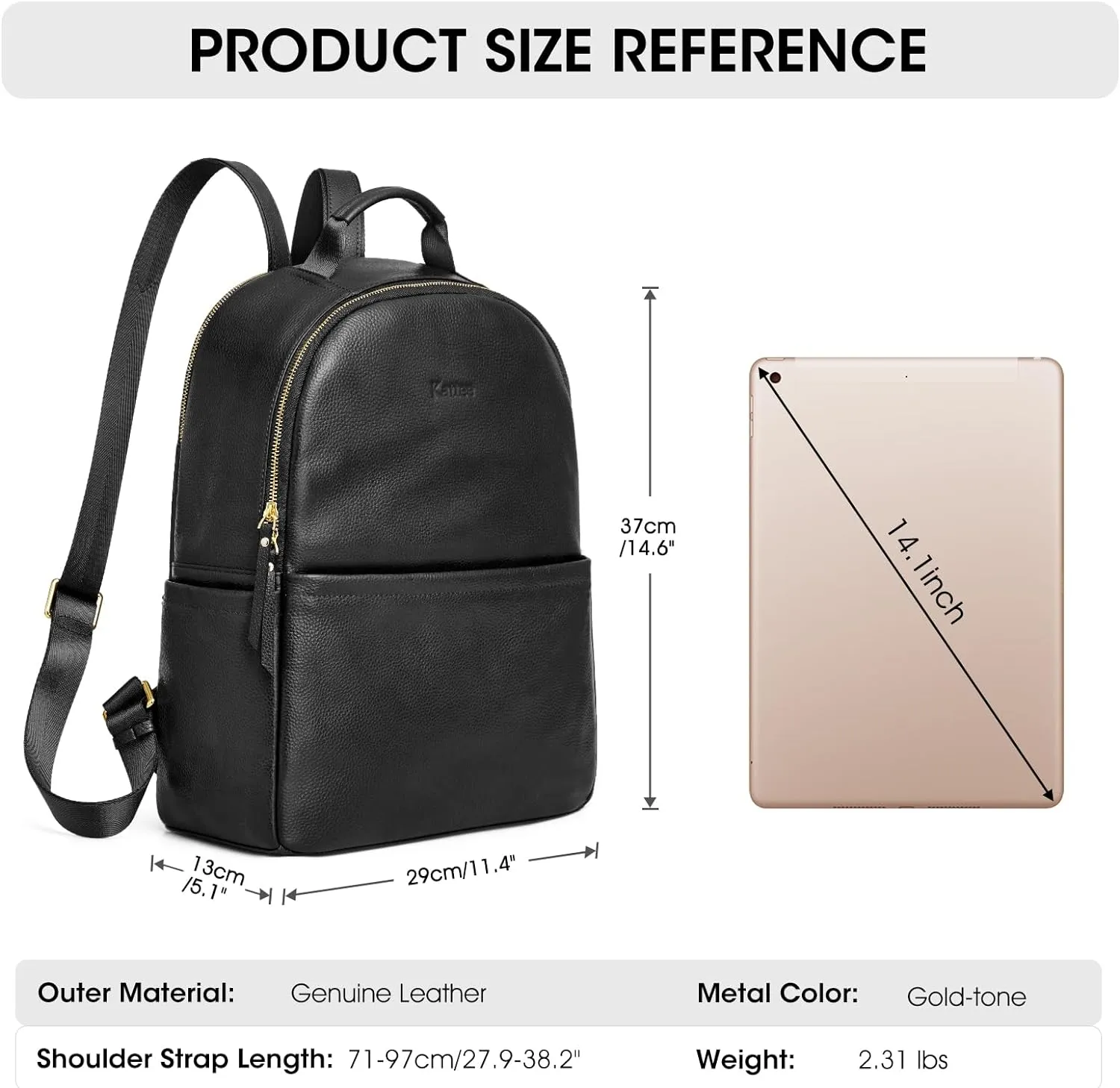 Kattee Genuine Leather Backpack Purse for Women Antitheft Rucksack Soft Work Casual Daypack Fashion
