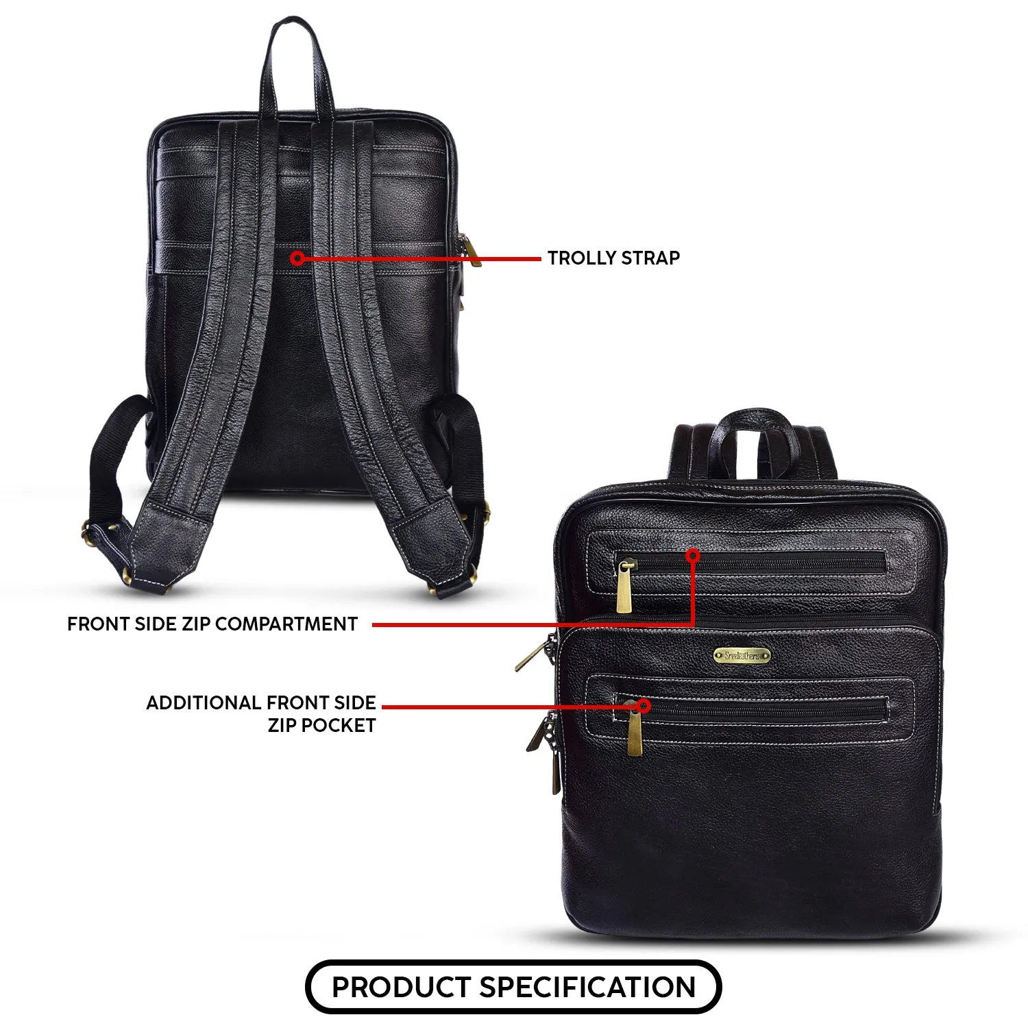 LEATHER BACKPACK 36828 (Black)