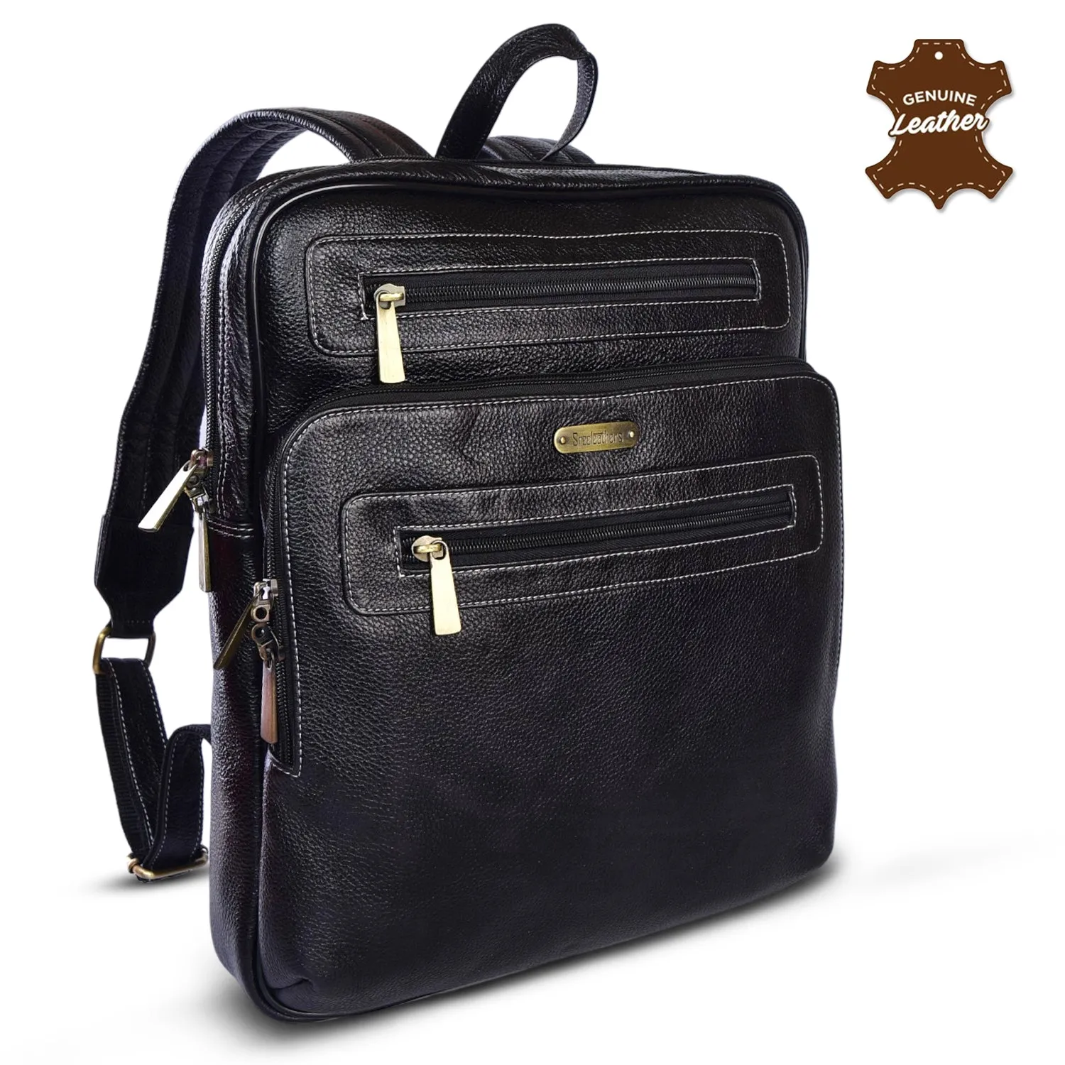 LEATHER BACKPACK 36828 (Black)