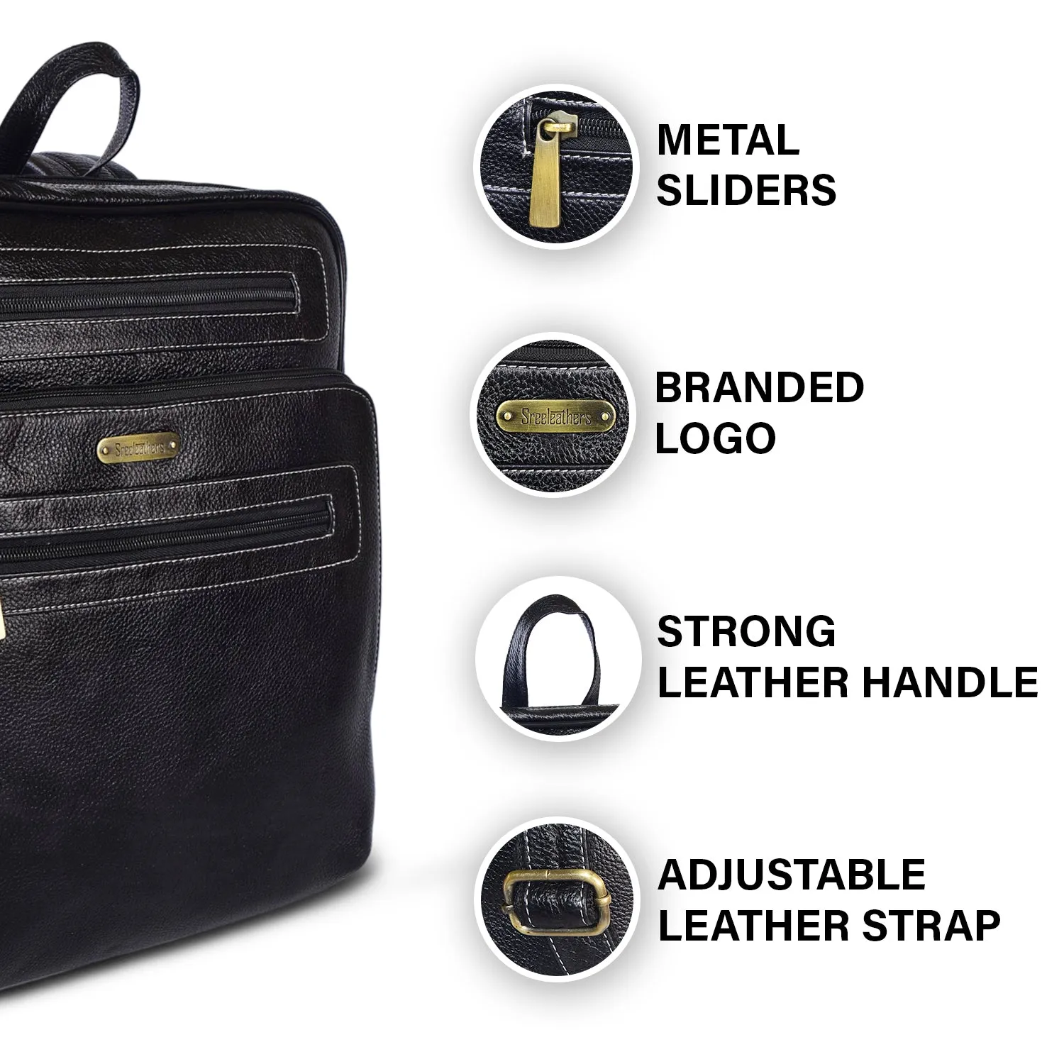 LEATHER BACKPACK 36828 (Black)