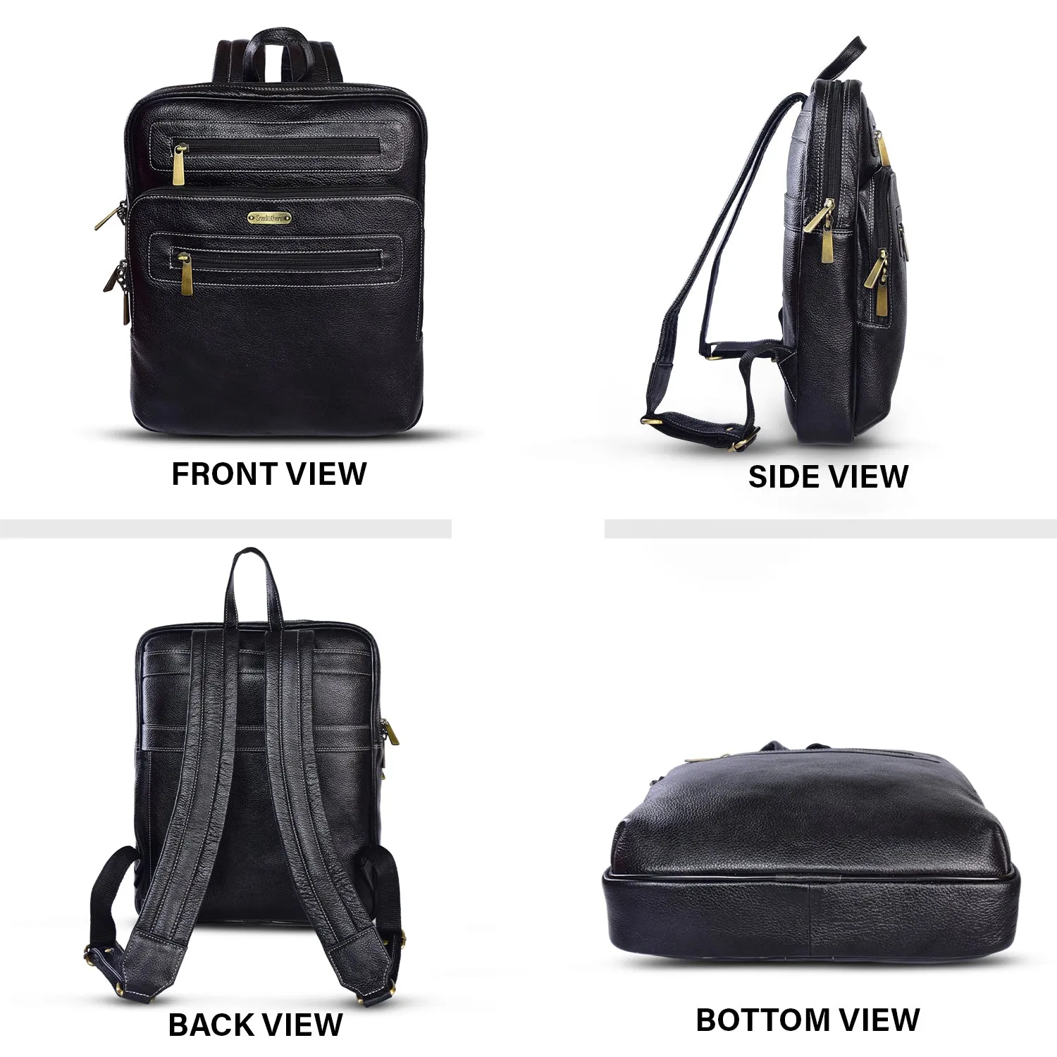 LEATHER BACKPACK 36828 (Black)