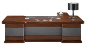Luxury Executive Desk Black Leather Detailing - With Pedestal and Return - 2400mm / 2600mm / 2800mm - U9C241