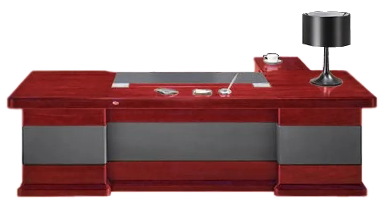 Luxury Executive Desk Black Leather Detailing - With Pedestal and Return - 2400mm / 2600mm / 2800mm - U9C241