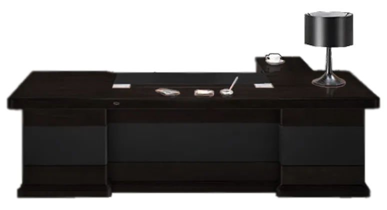 Luxury Executive Desk Black Leather Detailing - With Pedestal and Return - 2400mm / 2600mm / 2800mm - U9C241