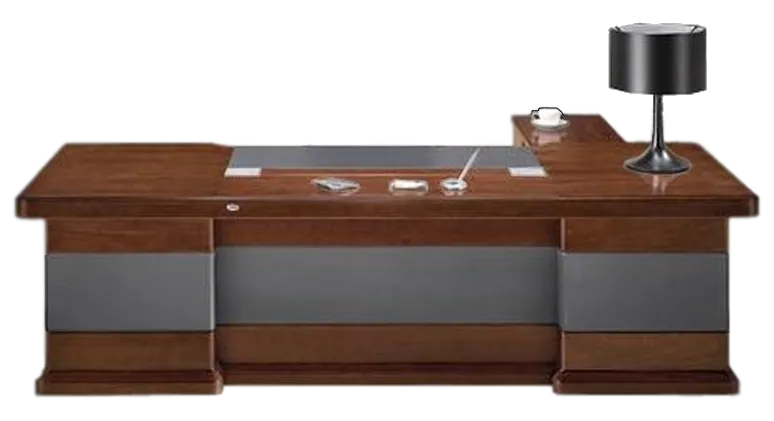 Luxury Executive Desk Black Leather Detailing - With Pedestal and Return - 2400mm / 2600mm / 2800mm - U9C241