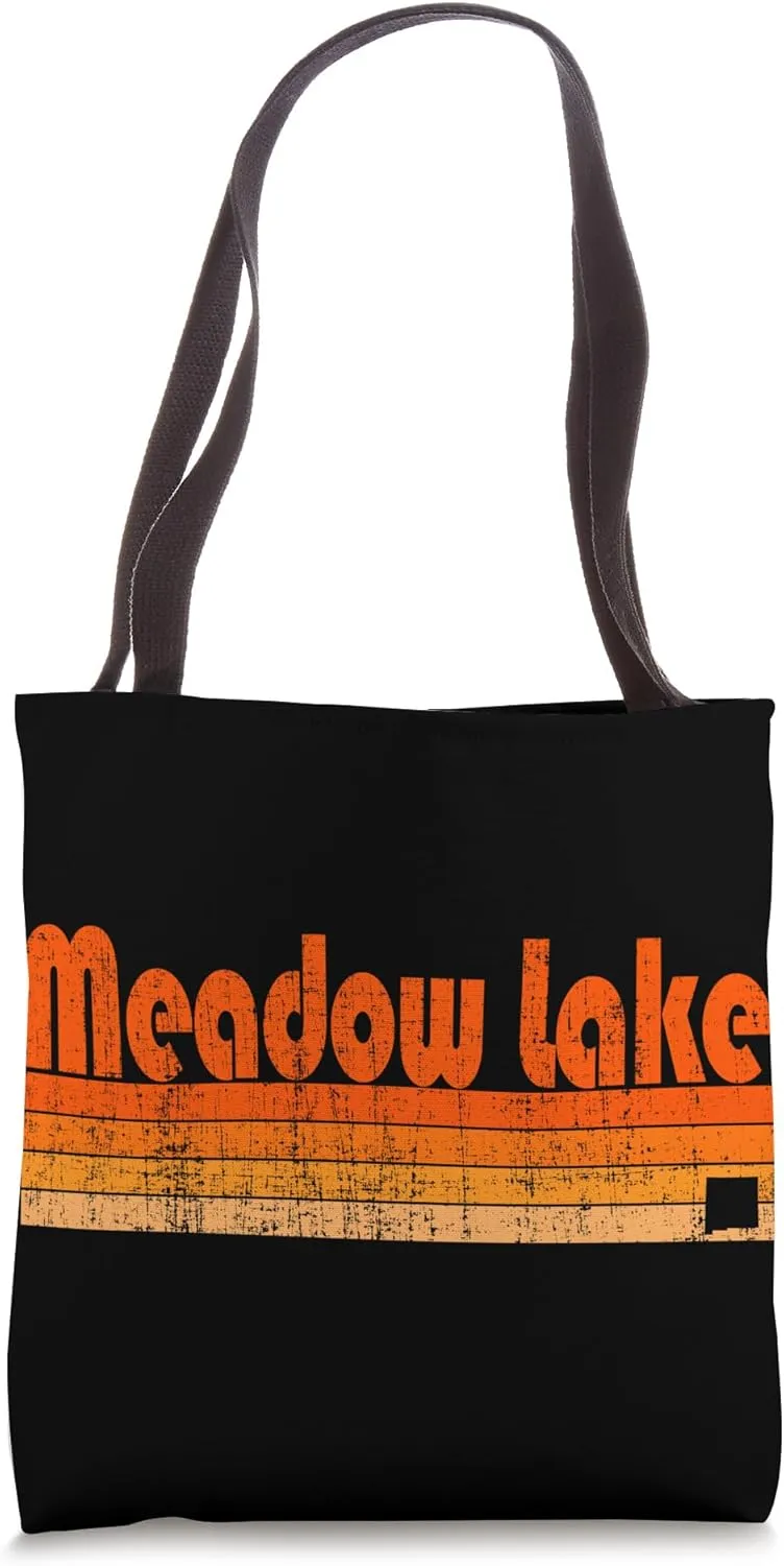 Meadow Lake, New Mexico Retro 80s Style Tote Bag