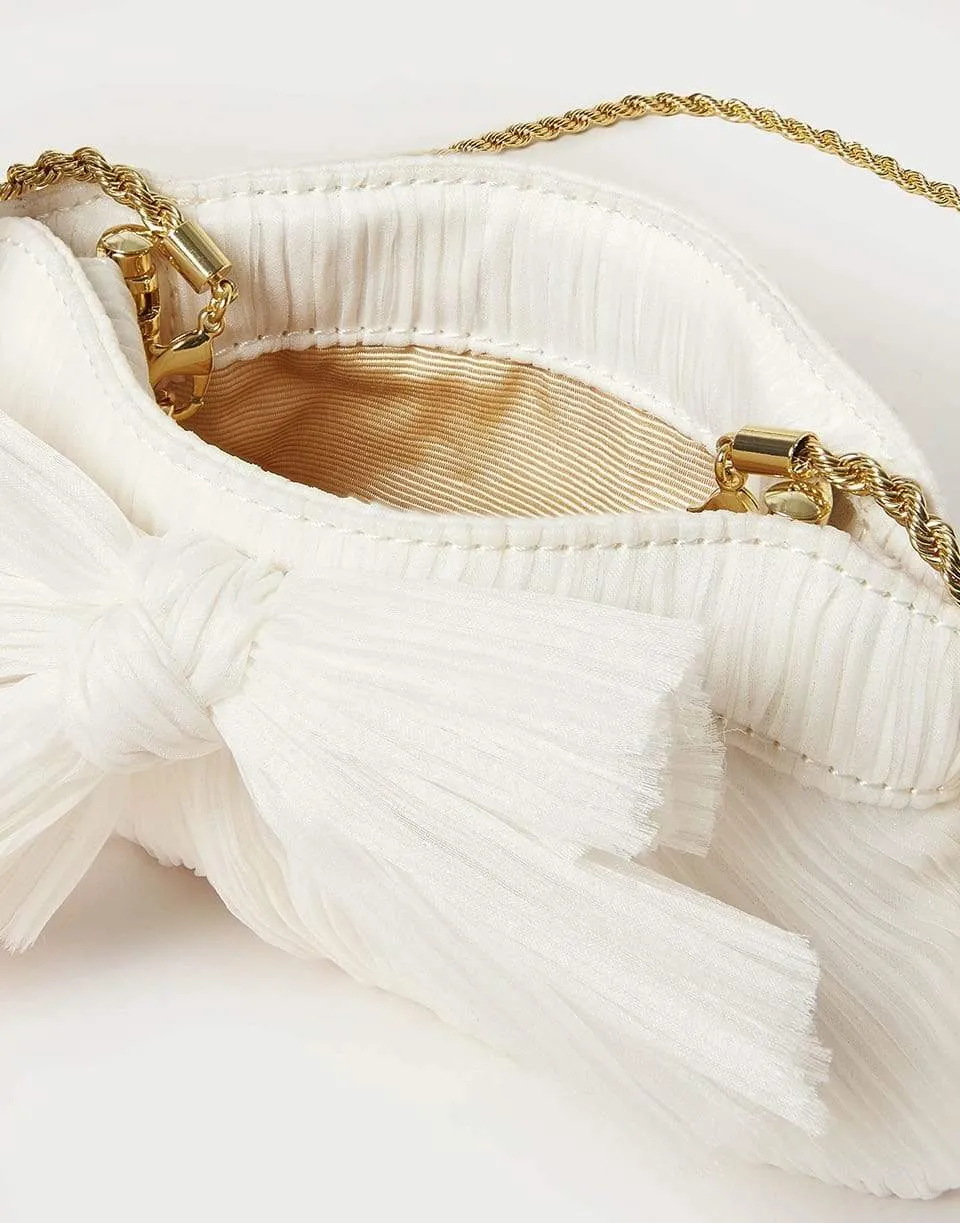 Mini Pleated Frame Clutch With Bow