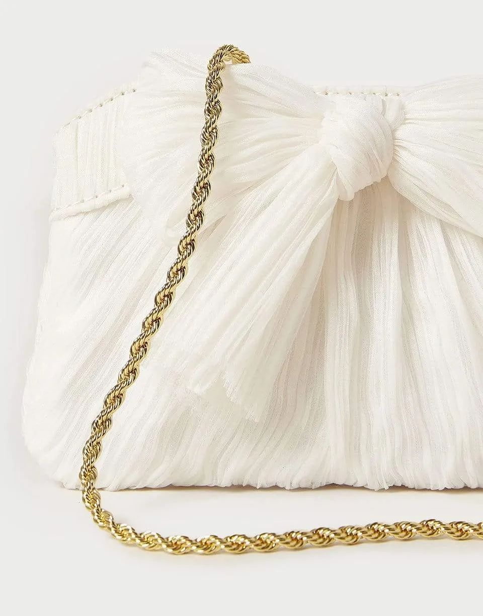 Mini Pleated Frame Clutch With Bow