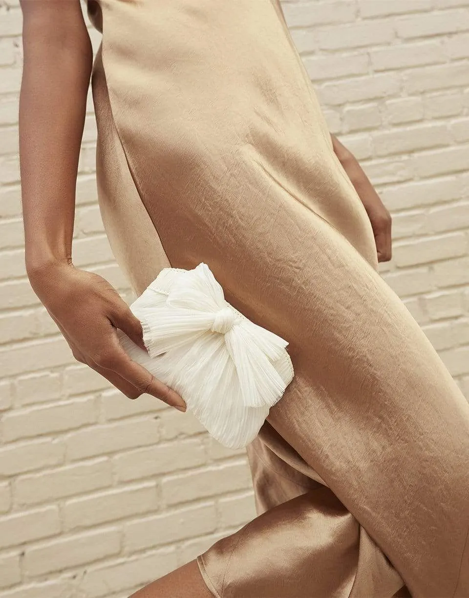 Mini Pleated Frame Clutch With Bow