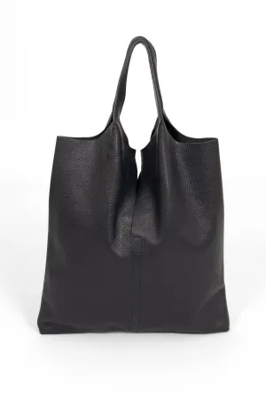 Paloma Italian Leather Shoulder Bag - Navy Blue, Pebbled