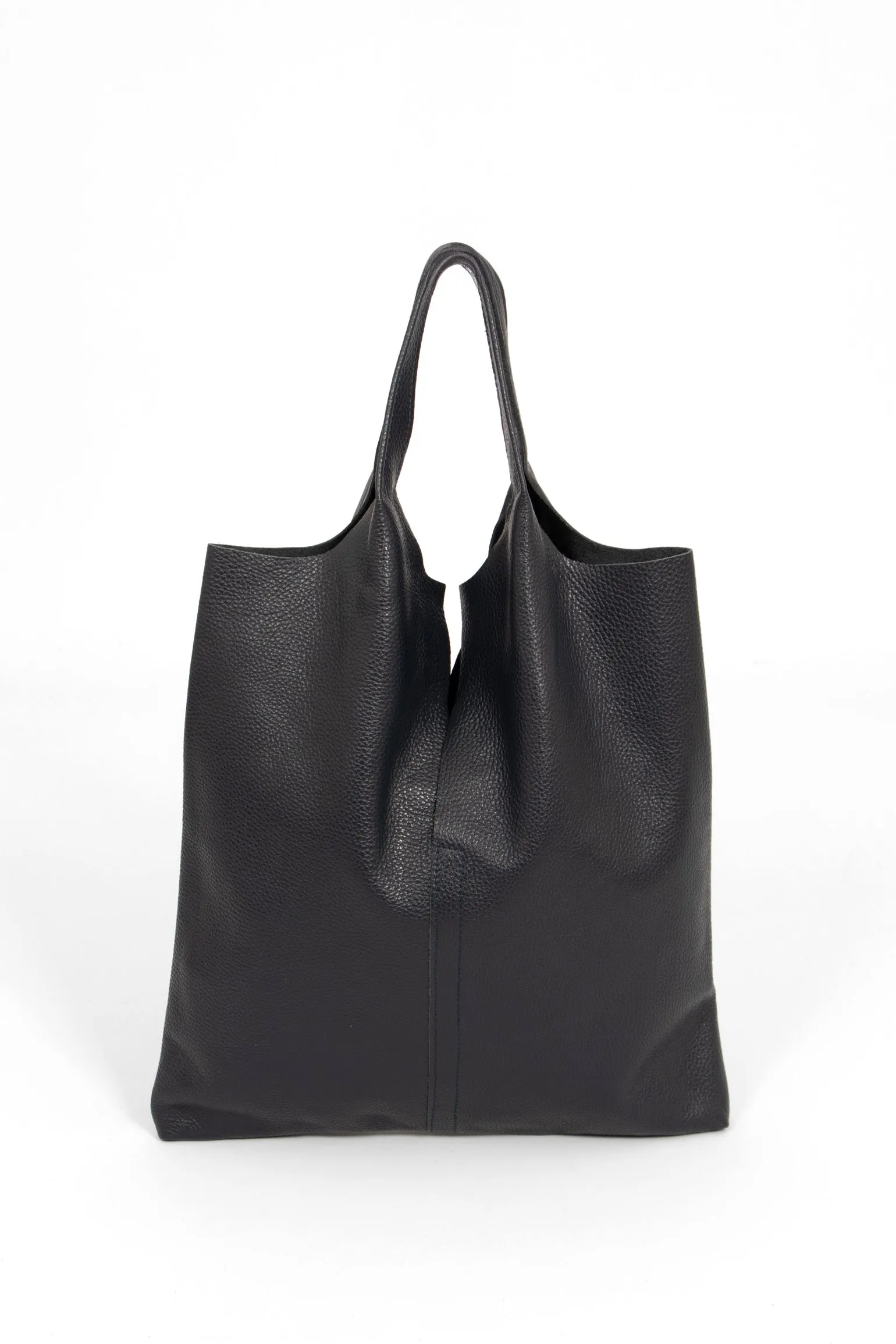 Paloma Italian Leather Shoulder Bag - Navy Blue, Pebbled
