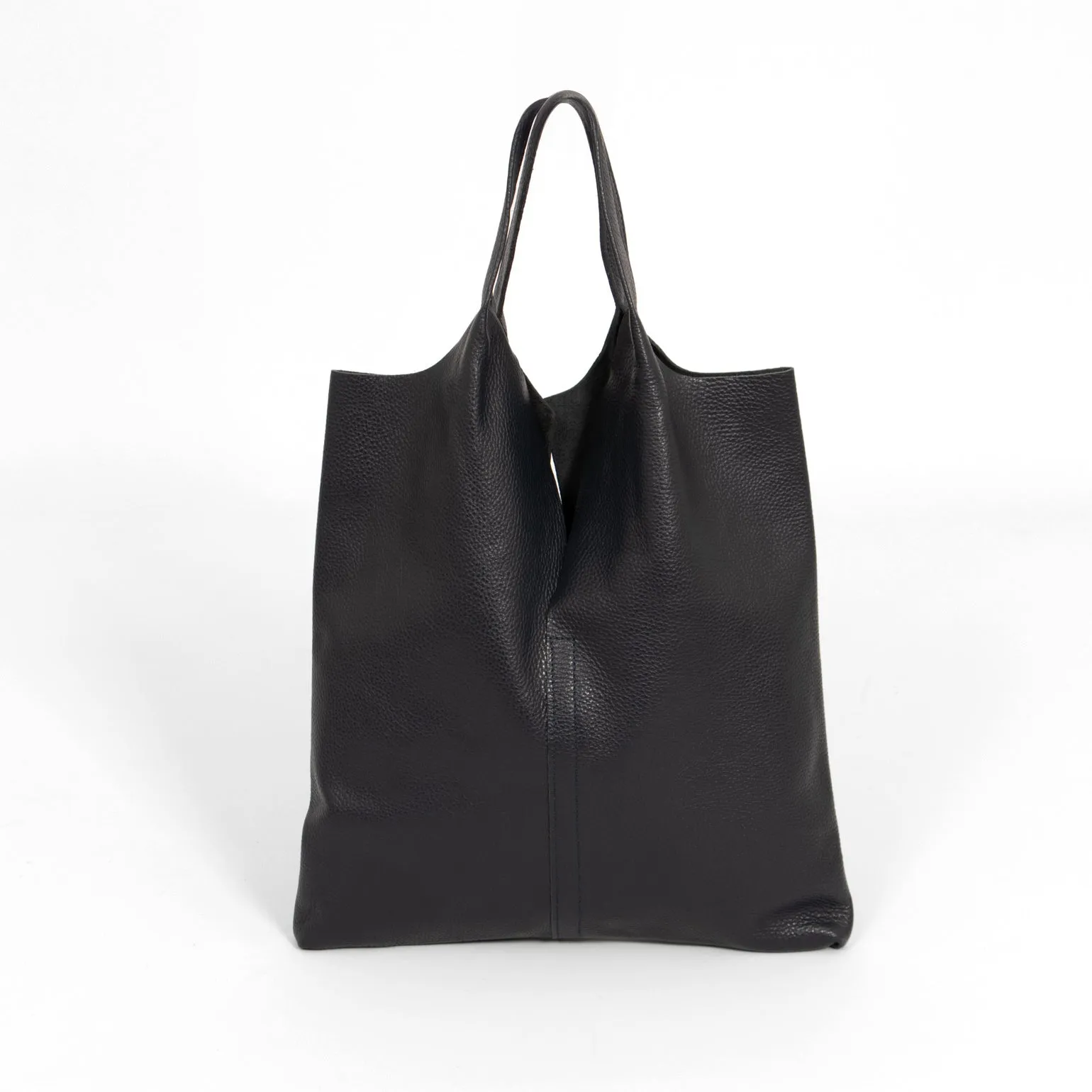 Paloma Italian Leather Shoulder Bag - Navy Blue, Pebbled