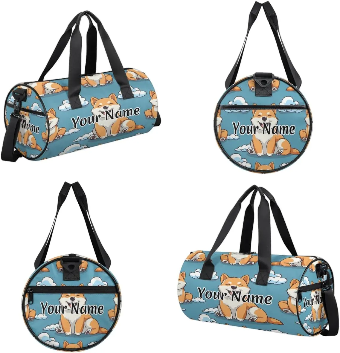 Personalized Duffel Bag for Women, Custom Cute Corgis Dogs Gym Bag for Sports, Waterproof Dance Bag with Name, Lightweight Carryon Gym Bag, Corgis Dogs