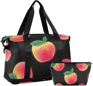 Pink Fluorescent Peach Large Bag Weekend Bag with Adjustable Strap for Airplane Traveling Large Capacity