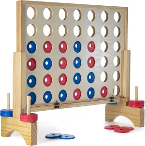 Prextex Giant 4 in A Row Connect Game with Travel Bag - Back Yard Games for Family and Friends - Includes Extra Large 42 Discs - Ideal for Team Building, Camping, Parties - Fun for All Ages, 24x27 in