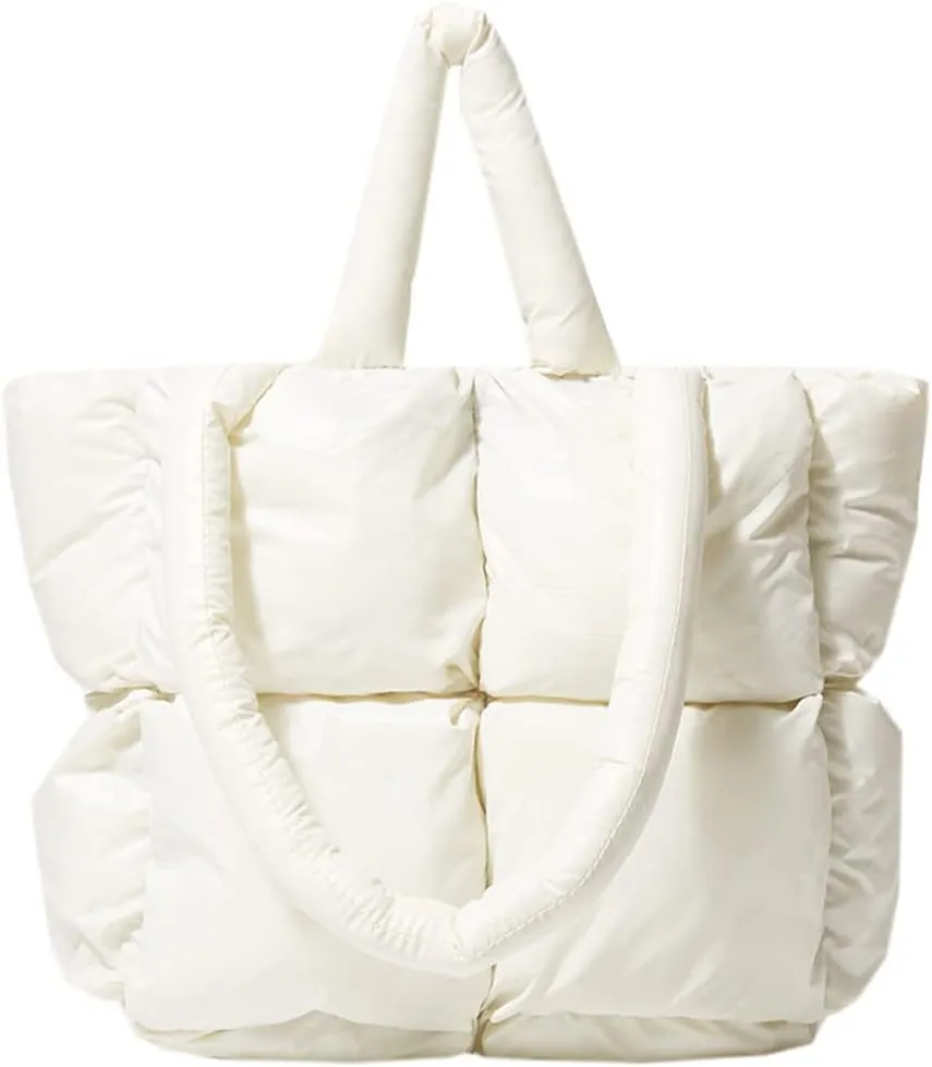 Puffer Shoulder Bag for Women Mini Down Satchel Hobo Bag Quilted Tote Bag Chic Purses 2024
