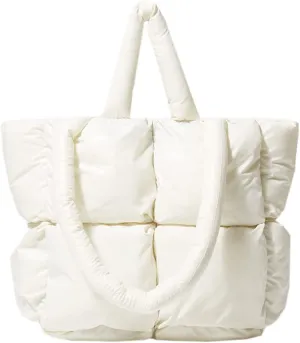 Puffer Shoulder Bag for Women Mini Down Satchel Hobo Bag Quilted Tote Bag Chic Purses 2024