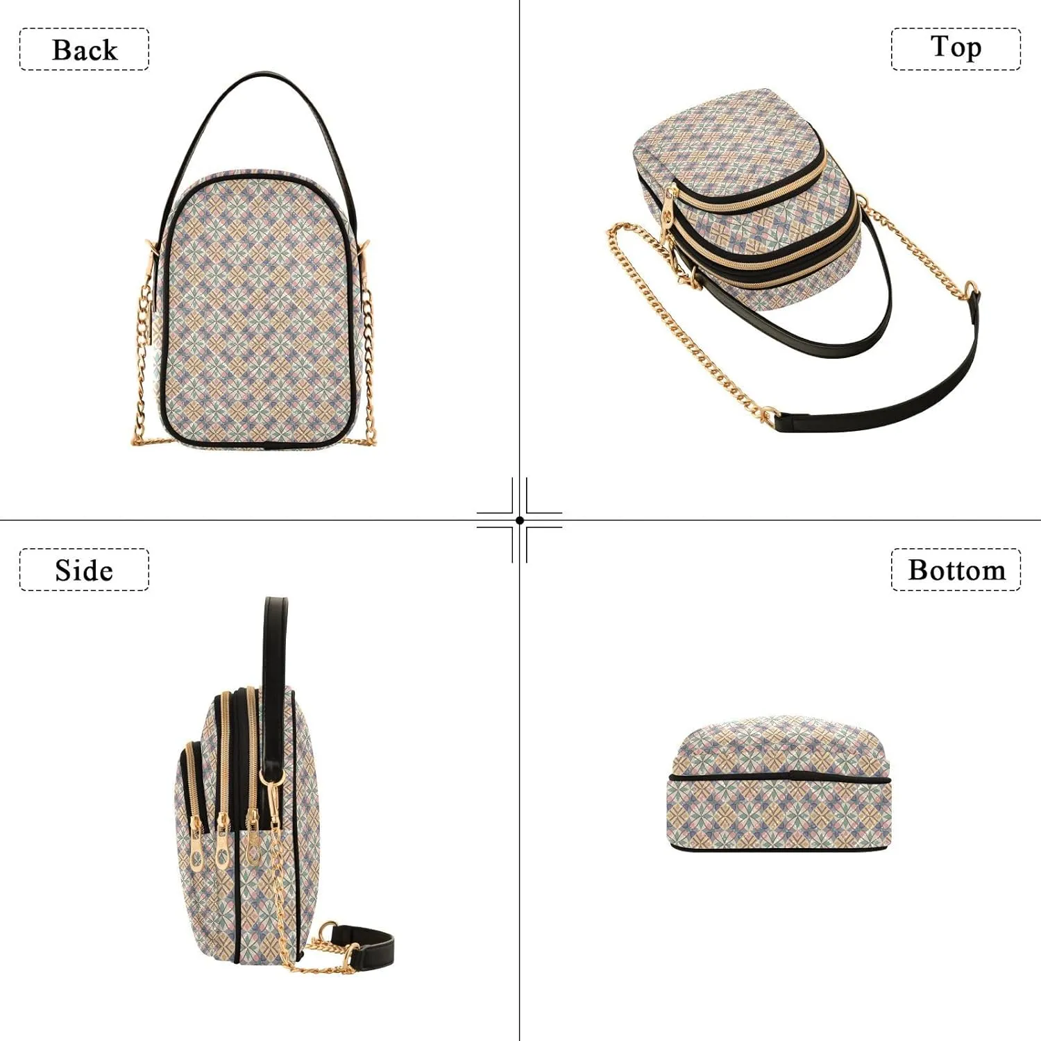 Quilted Shoulder Bag for Women with Chain Strap Leather Handle