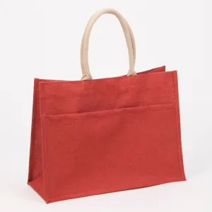 Red Jute Pocket Tote