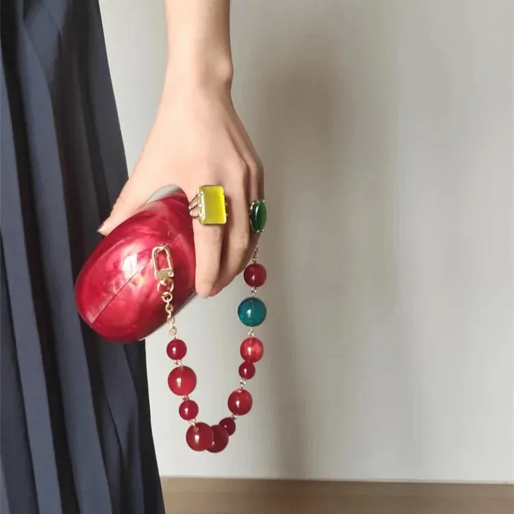 Rhea Red Pearly Acrylic Evening Clutch Bag