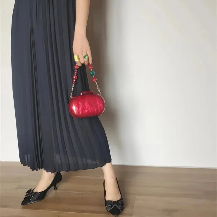 Rhea Red Pearly Acrylic Evening Clutch Bag
