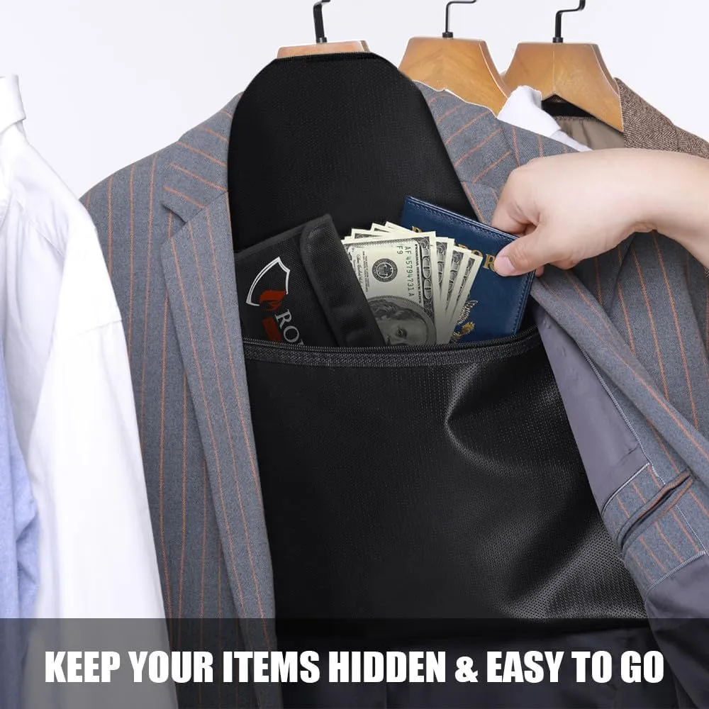 ROLOWAY Hanger Diversion Fireproof Safe, Hidden Compartment for Home & Travel, Secret Safe for Cash Hiding Under Clothes with Small Fireproof Bag