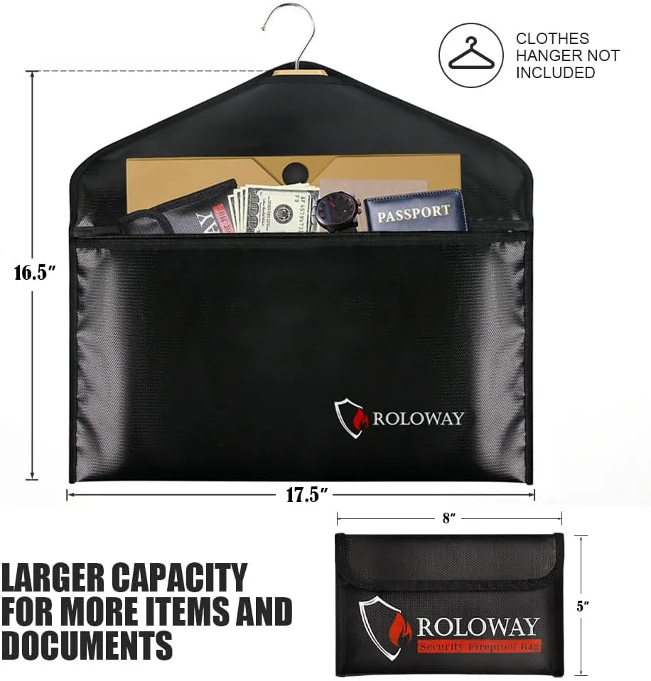 ROLOWAY Hanger Diversion Fireproof Safe, Hidden Compartment for Home & Travel, Secret Safe for Cash Hiding Under Clothes with Small Fireproof Bag