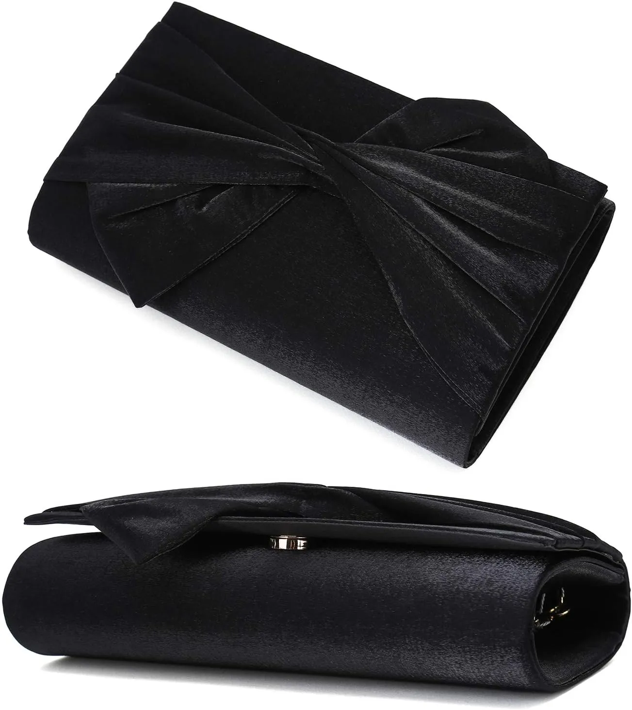 Satin Evening Bag Bow Flap Clutch Purse for Women Formal Party/Prom/Wedding