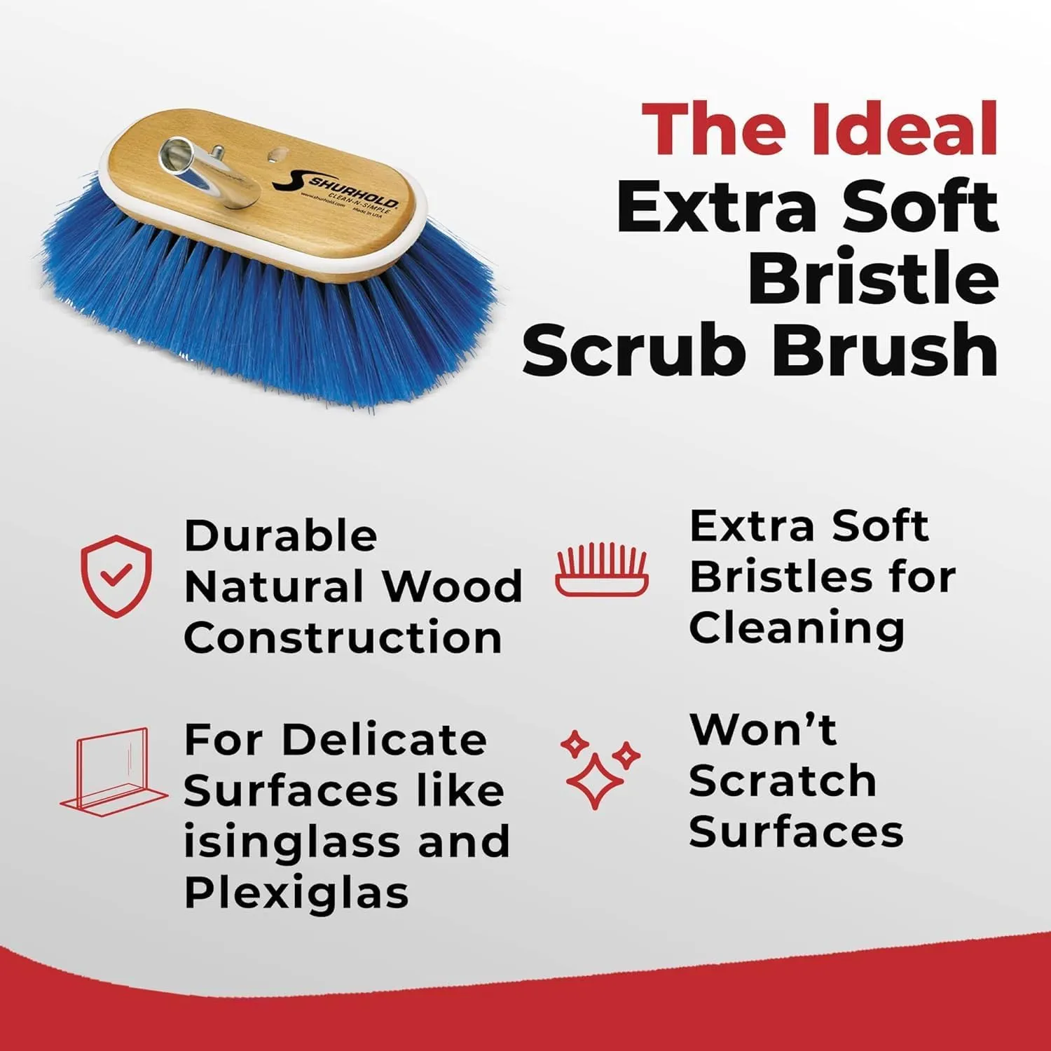 Shurhold 6" Nylon Extra Soft Bristles Deck Brush