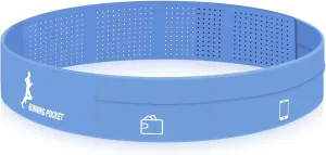 Slim Running Belt with 3 Pockets, Workout Fanny Packs for Women & Men, Money Belt Phone Holder for Running, Adjustable Waist Pack Fits Most Phones/Keys/Essentials for Walking, Cycling - Blue