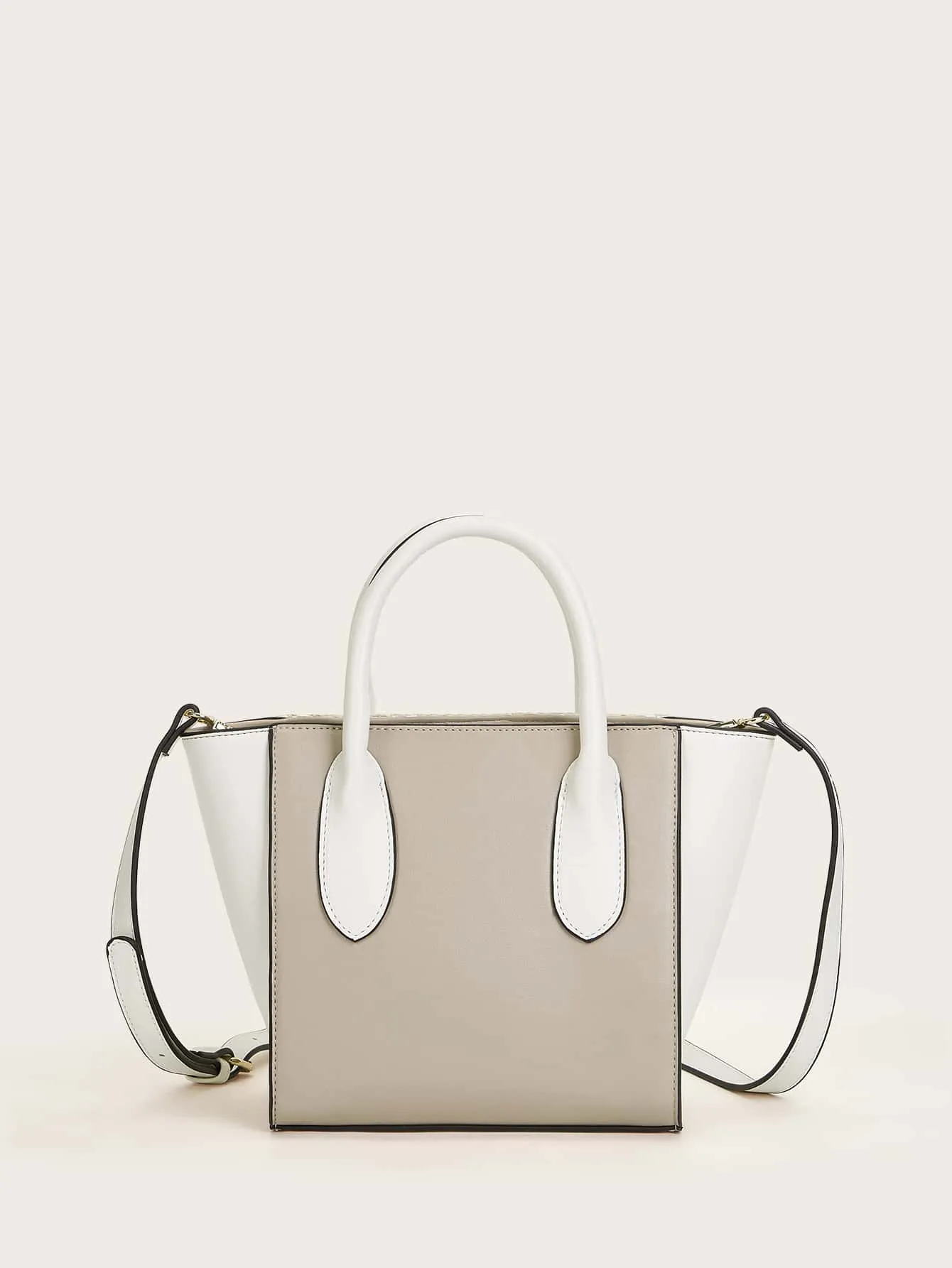 Straw Panel Satchel Bag