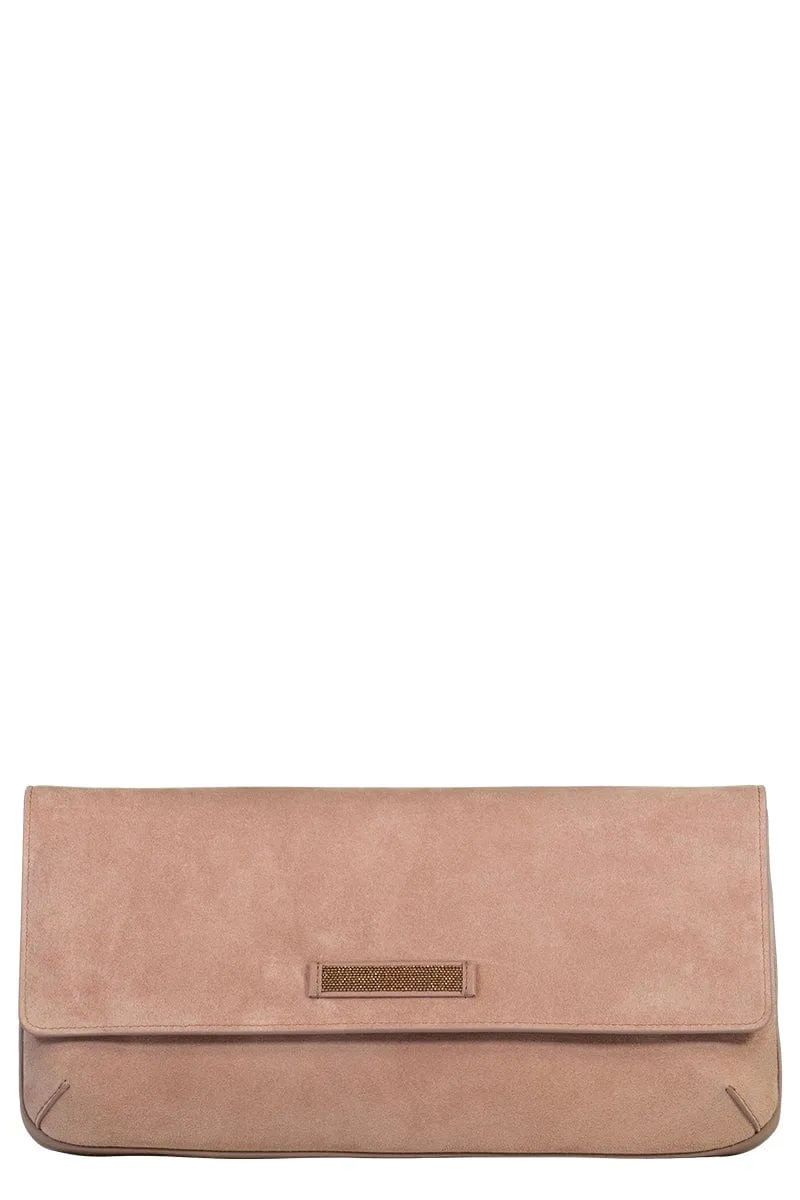 Suede East West Clutch
