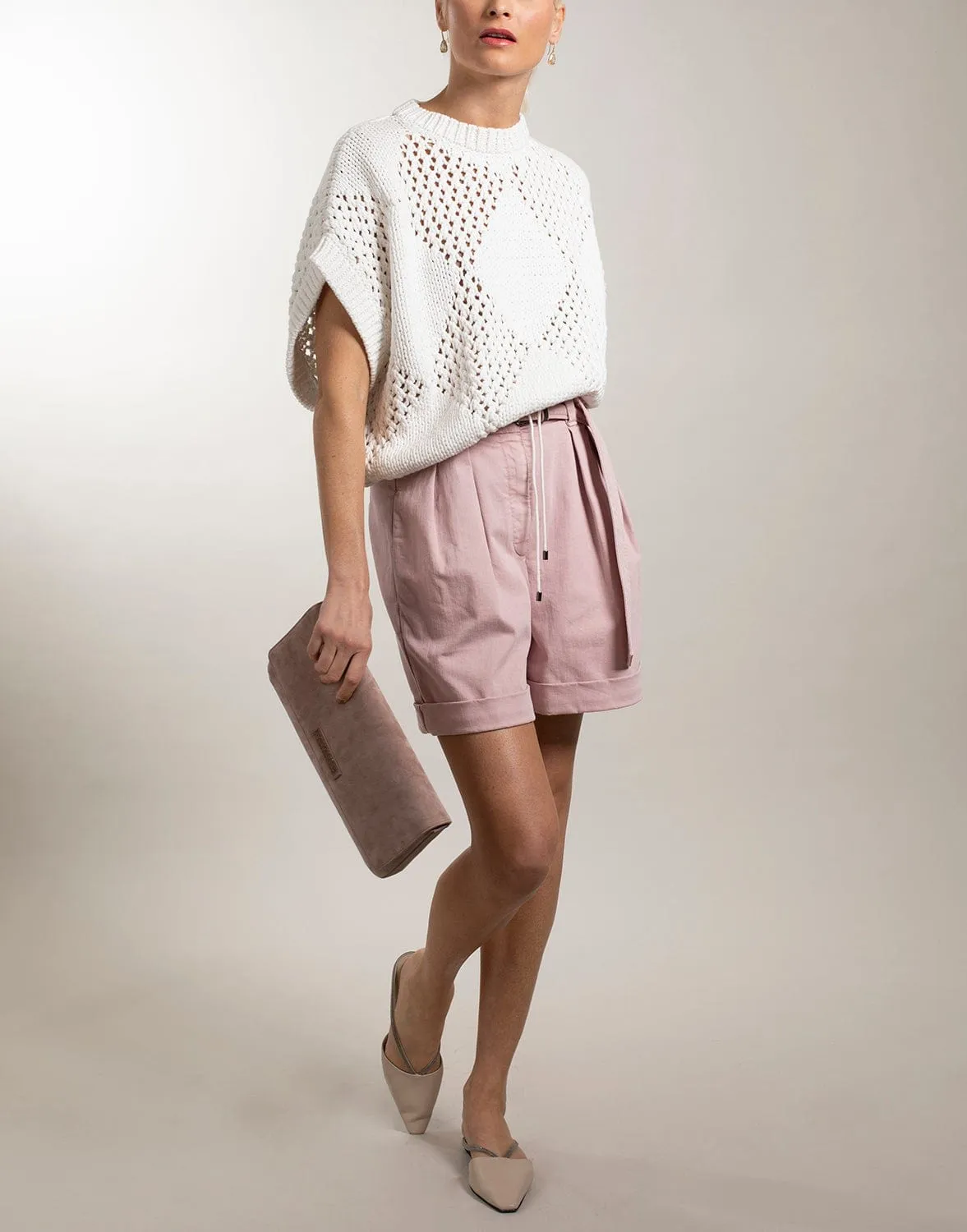 Suede East West Clutch