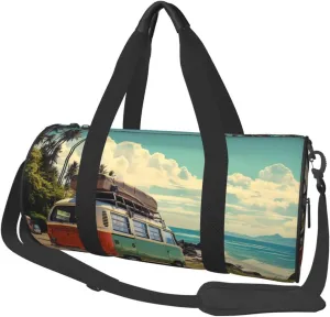 Summer Road Trip Travel Duffle Bag for Men Women Sport Gym Bag Foldable Weekender Bag Carry on Overnight Bag for Travel Swimming Basketball