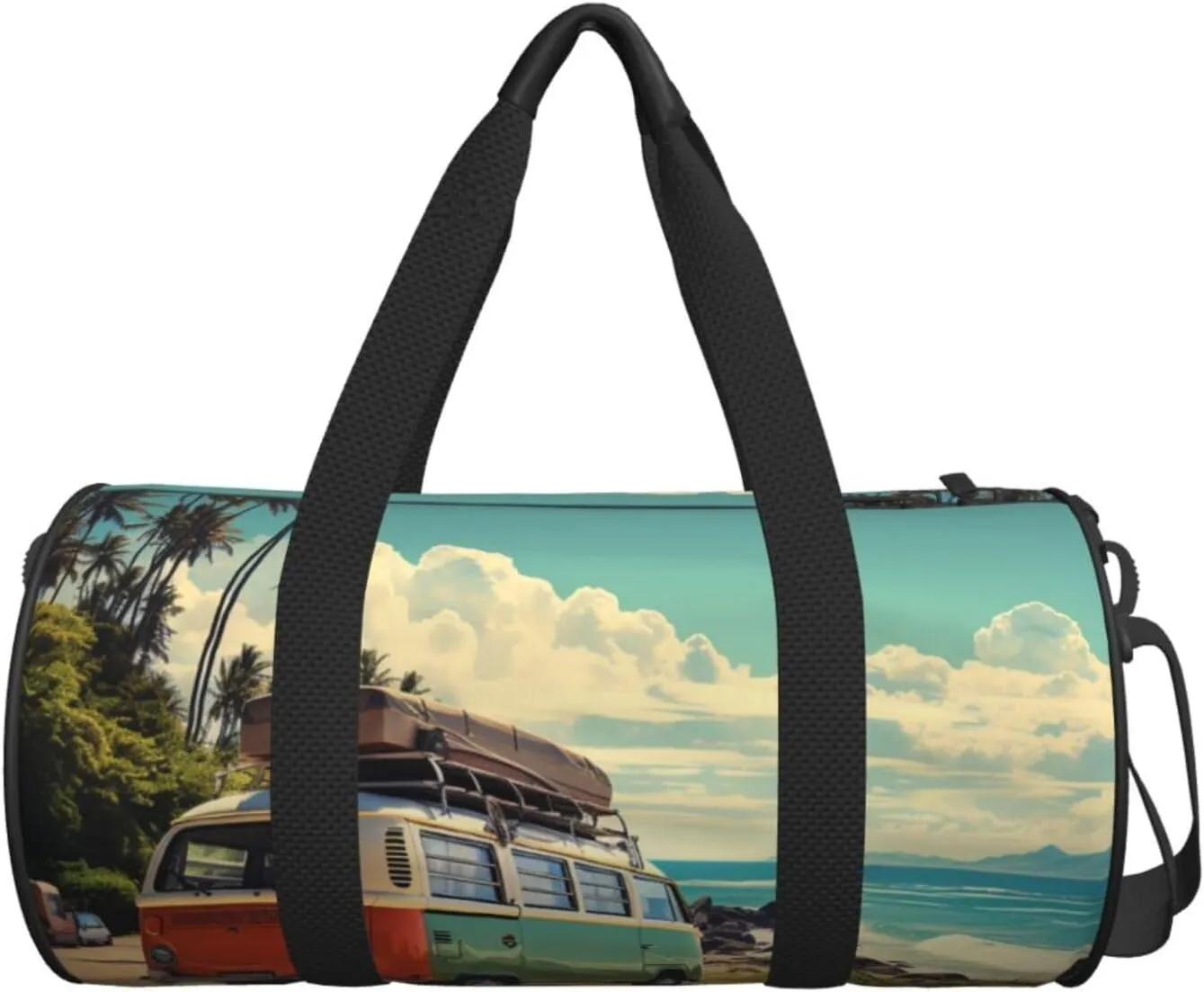 Summer Road Trip Travel Duffle Bag for Men Women Sport Gym Bag Foldable Weekender Bag Carry on Overnight Bag for Travel Swimming Basketball